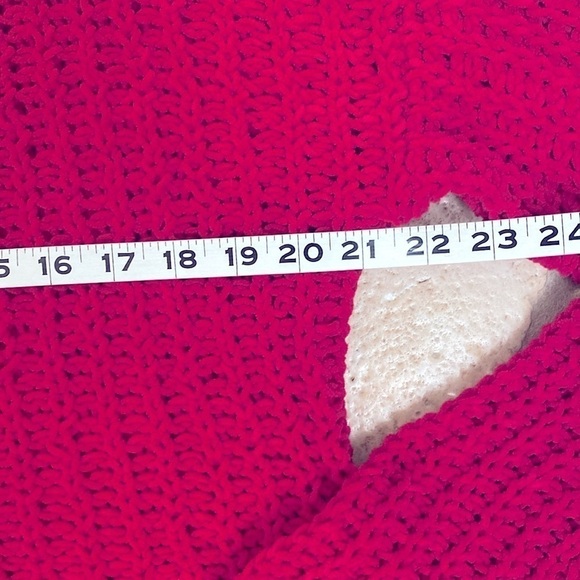 A & F Cropped Airy open knit Sweater Womens M 1/4 zip back chenille Pink Barbie - Picture 8 of 9